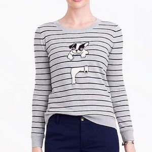 Jcrew factory women’s grey dog stripe sweater, M